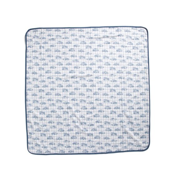 MAX STUDIO Blue Terrin Vintage Cars Stroller Blanket - Picture 2 of 2